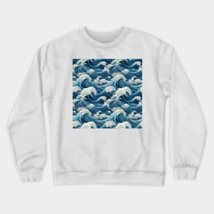 Ephemeral Crests: Hokusai Waves Reimagined Crewneck Sweatshirt